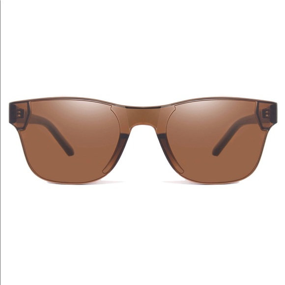 Rimless Wayfarer Sunglasses Retro Brown Classic - Picture 3 of 5